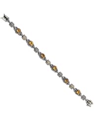 Sterling Silver W/14k 4.00citrine 7.5in Bracelet