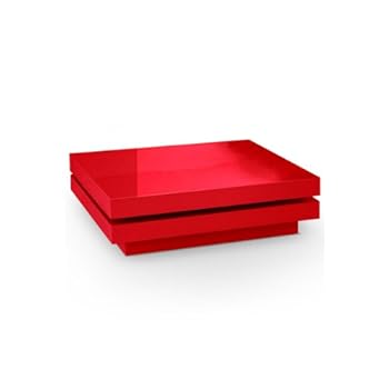 Table basse design SQUARE en Rouge laqué