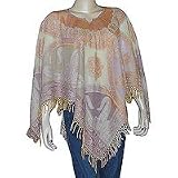 Womens Poncho Outerwear Wool in Jacquard Design 40  x 40 