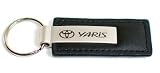 Toyota Yaris Black Leather Official Licensed Keychain Key Fob Ring