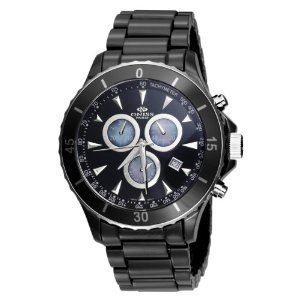 Oniss #ON621-M1 Men's Black Ceramic Deluxe Collection Sports Chronograph Watch
