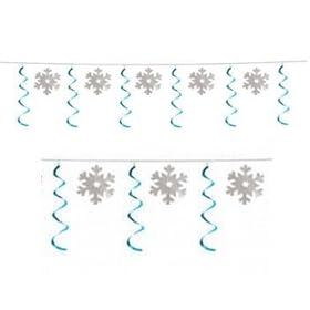  Silver Snowflakes Dangler 12-foot Garland