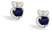 14K White Gold Genuine Heart Sapphire and Diamond Celtic Claddagh Earrings
