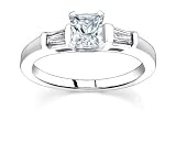 0.9 CT RADIANT DIAMOND PLATINUM RING NEW