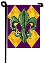 Mardi Gras Fleur de lis Purple Gold Green Garden Flag