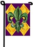 Mardi Gras Fleur de lis Purple Gold Green Garden Flag
