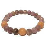 Quartz Bracelet 17 Stretch Lilac Peach Purple Gemstone Crystal Healing Beaded
