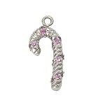 0.06 Ct Round Cut Diamond Candy Cane Style Pendant 14K WHITE Gold SI2