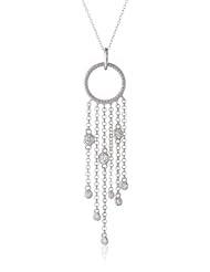 Sterling Silver Simulated Diamond Multi-Chain Pendant Necklace, 18"