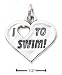 Sterling Silver I Heart To Swim! Heart Charm - JewelryWeb
