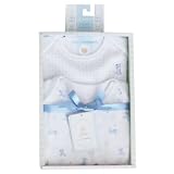 ベビー服　ロンパース【Piccolo Bambino】ピッコロバンビーノ　ボディースーツ　白地ブルー　肌着２枚セット（新生児用）ギフトボックス
