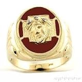 Mens Gold Ring Diamond Red Onyx 14K Yellow or White Gold