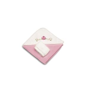 FAO Schwarz Posy Posey Pink Hooded Towel & Washcloth Set Flower