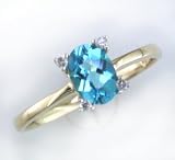 14K .90 CT Blue Topaz & Diamond Ring