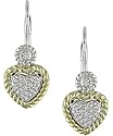 14k Two-tone Gold 1/6ct TDW Diamond Heart Earrings