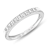 1/5 Carat T.W. Baguette Cut Diamond Ladies' Wedding Ring 10K White Gold Wedding Ring - Free Gift Box -