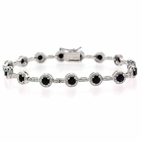 Sterling Silver Genuine Sapphire Diamond Accent Tennis Bracelet by 