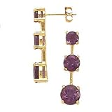 14k Gold & Amethyst 3-Stone Drop Earrings (2.84ctw)