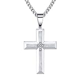 Men's Stainless Steel 1/20 ctw Cross Pendant Necklace