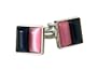 Elegant Navy Blue and Pink Square Cufflinks Framed in Silver with Gift Box