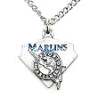 Florida Marlins Chain Necklace & Enameled Pewter Pendant - MLB Baseball Fan Shop Sports Team Merchandise