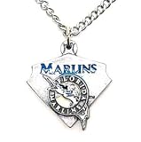 Florida Marlins Chain Necklace & Enameled Pewter Pendant - MLB Baseball Fan Shop Sports Team Merchandise