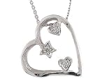 0.07ct. 14K. White Gold Diamond Heart Shape Pendant - B0002W06YG