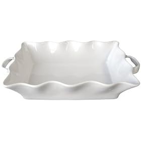 BIA Cordon Bleu Wavy Collection 3-Quart Rectangular Baker with Handles, White by 