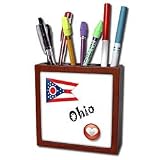 SmudgeArt State Flags for the USA - I Love Ohio - Tile Pen Holders-5 inch tile pen holder
