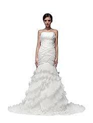  Tiered Sequined Applique Organza Mermaid Sweetheart Wedding Dress  With Ruffles