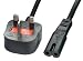 UK 3 Pin Mains Power Lead (Fig. 8), Black, 2m