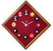 12in Diamond Billiard Clock Mahogany & Burgandy Mali Felt