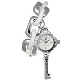 J Lo Key Bracelet Watch with White Leather #2459SVWT