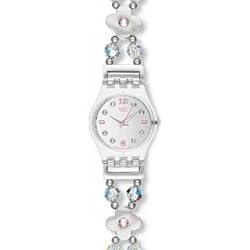 Swatch Women's FIRST ROMANCE LK280G Silver Stainless-Steel Swiss Quartz Watch with Silver Dial