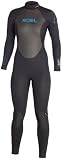 Xcel Women's SLX Offset Zip 4/3mm Fullsuit with Turquoise Logos (Black)