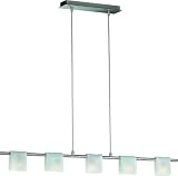 Massive 3024395 Halogen-Glaspendel Modern 5-Flg. stahl geb&uuml;rstet, 5 x G9 230V 40 Watt inklusiv Leuchtmittel, Metall, satiniert Glas