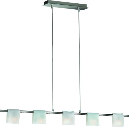 Massive 3024395 Halogen-Glaspendel Modern 5-Flg. stahl gebürstet, 5 x G9 230V 40 Watt inklusiv Leuchtmittel, Metall, satiniert Glas