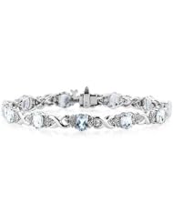 14k White Gold Diamond and Aquamarine Bracelet