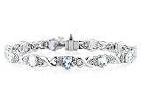 14k White Gold Diamond and Aquamarine Bracelet