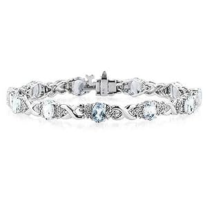 14k White Gold Diamond and Aquamarine Bracelet by Szul