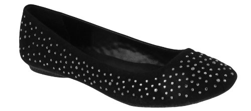 Capelli New York Faux Suede Flat With All Over Rhinestone Detail Black 8 Discount