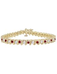 Ruby and Diamond Tennis Bracelet 18K Yellow Gold - 2.00 CT TGW