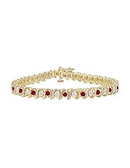 Ruby and Diamond Tennis Bracelet 14K Yellow Gold - 2.00 CT TGW
