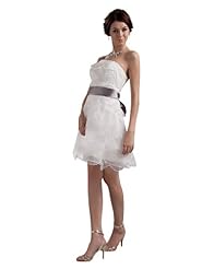 A-line Strapless Organza Wedding Dress/Mini Dress 