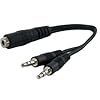 SF Cable 3.5mm Female to 2 3.5mm Male Stereo Splitter Cable (6-Inch)