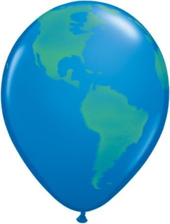 Planet Earth/Globe Qualatex 16" Latex Balloons x 5