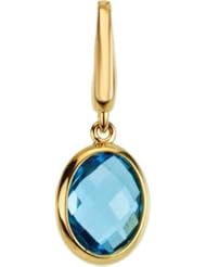 Jewelplus Genuine Swiss Blue Topaz Charm 14K Yellow 09.00X07.00 Mm