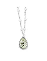 Sterling Silver 18"Green Amethyst & Rainbow Moonstone Necklace