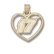 Driver Number 17 Heart Charm/Pendant -14K/10K, Stainless Steel or Gold Plated