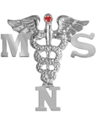 NursingPin - Masters of Science in Nursing MSN Pin with Ruby in Silver